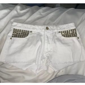 Michael Kors White Studded Denim Shorts Size 4